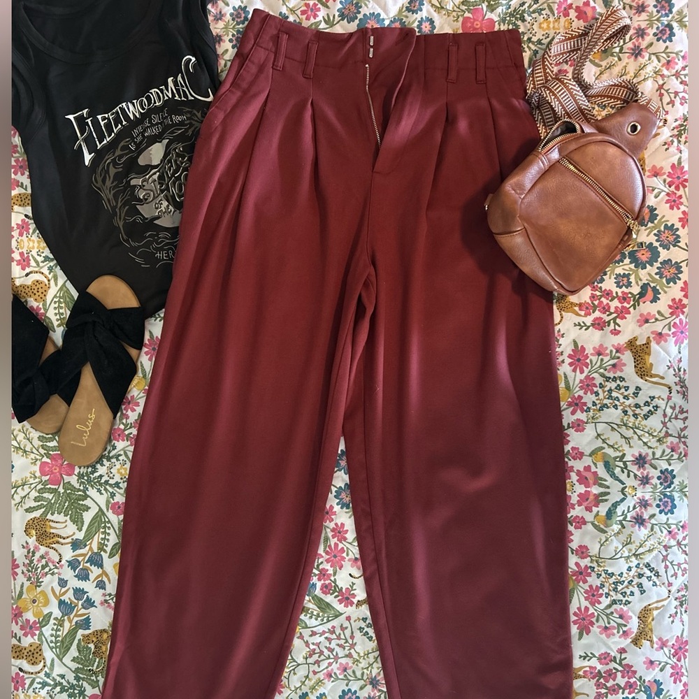 Elegant Burgundy Women's Pants